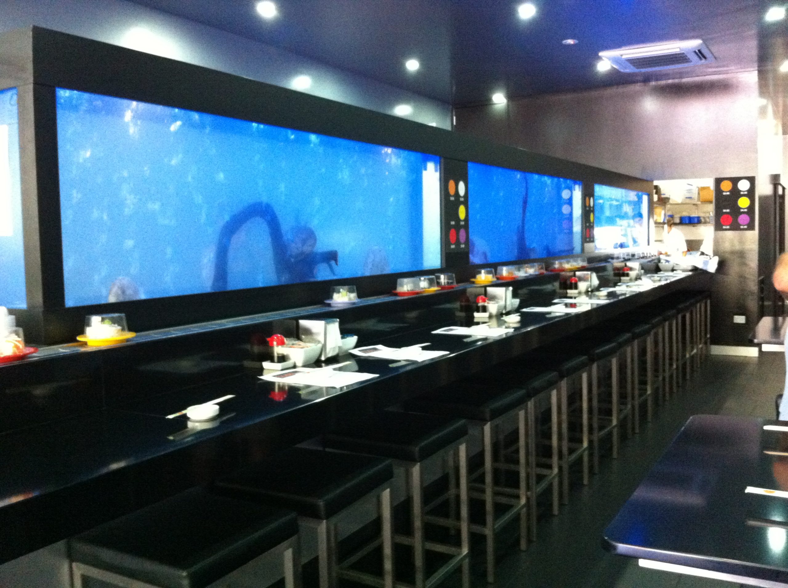Three fish tanks in a local seafood restaurant  3.40m long x 40cm wide x 90cm deep